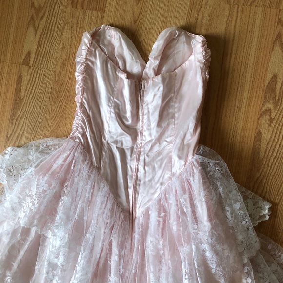 Vintage 1980's prom dress flared ruffled blush - Picture 5 of 7